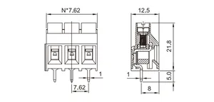 Derks YB912-762 Steigung 7,62 mm 2-8 Säulen 30 A ac300V PCB Endeckblock Steckerstecker Endblocke PCB Schraube Endblocke für Draht