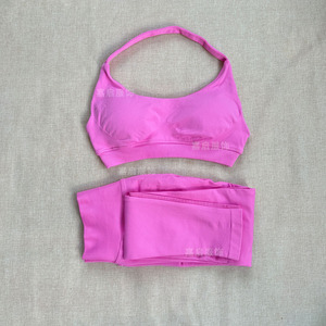 Conjuntos Deportivos <span class=keywords><strong>de</strong></span> Secado Rápido para Mujer con Logotipo Personalizado, para Gimnasio, Running, Entrenamiento, Color Sólido, Alta Elasticidad, Transpirables, para <span class=keywords><strong>Yoga</strong></span> - Product Image 4