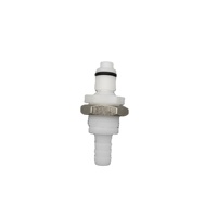 Raccord rapide chromé en POM blanc 3/16 avec valve d'arrêt pour montage sur panneau, raccord femelle 0,8 BAR