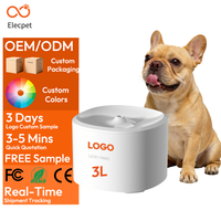 Fontaine à eau électrique silencieuse Elecpet 3L pour chats, fontaine à eau haut de gamme pour animaux de compagnie avec personnalisation de marque, vente en gros