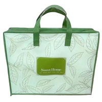 Sac de courses personnalisé en non-tissé laminé à imprimé floral, grand sac de rangement matelassé pour literie, sac fourre-tout écologique pour textiles de maison avec poignée