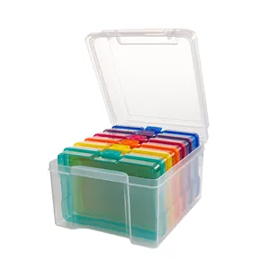 4x6 Zoll Foto Aufbewahrung sbox mit 6 Innen taschen Plastik box für Aufkleber Art Supplies Organizer Aufbewahrung für Home School BTS