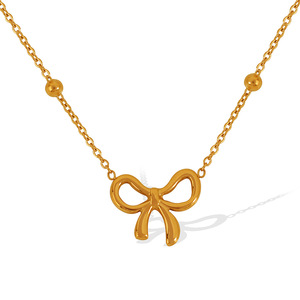 Women's Bowknot Stainless Steel Necklace And <b>Bracelet</b> <b>Set</b> Gold Color Party Fashion Jewelry - Product Image 5