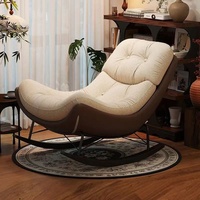 Sillón Mecedora de Metal de Lujo para Balcón y Sala de Estar, Silla Luna de Descanso con Diseño de Siesta Estilo Francés