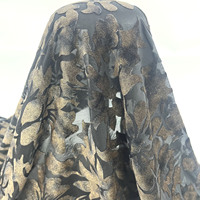Tissu en velours de soie élasthanne effet délavé, doux au toucher, motif floral élégant, pour robes de mode féminine