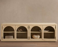 Meubles de salon de style américain de luxe en chêne massif, console multimédia à 4 portes