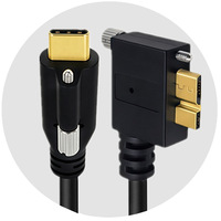Kabel Data USB Type C Male ke USB 3.0 Micro B Male dengan Sekrup Pengunci untuk Pemasangan Panel pada Peralatan Industri