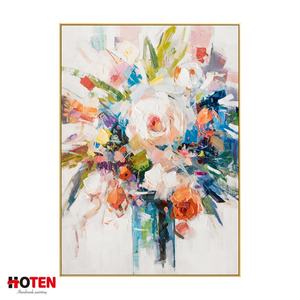Grand <span class=keywords><strong>bouquet</strong></span> <span class=keywords><strong>de</strong></span> pivoine tridimensionnel personnalisé <span class=keywords><strong>peinture</strong></span> à l'huile Style <span class=keywords><strong>moderne</strong></span> peint à la main toile murale pour décoration murale - Product Image 1