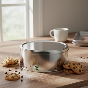 Kontensan Round Tin <b>Box</b> 3 Liter Metal Container <b>Cookie</b> 240 X H60 mm Model L487 Slip Lid - Product Image 3