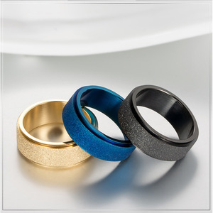 yunnique popular stainless steel brushed rotating <b>ring</b>, <b>titanium</b> steel plated with K gold, stress-relieving jewelry - Product Image 1