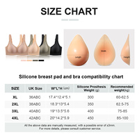 Xinxinmei OEM/ODM Prothèses mammaires en silicone, soutien-gorge à poches, faux seins, prothèse de mastectomie, forme goutte d'eau, 500g, modèle 6058-MCT