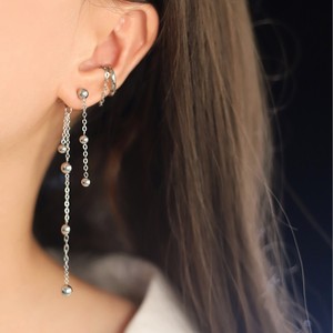 Trendy <b>Tassel</b> <b>Earrings</b> Mid Length Metal Ball Round Pendant Stainless Steel Gold-Plated Party Occasion - Product Image 4