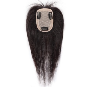 Peluca de cabello humano para <span class=keywords><strong>mujer</strong></span>, con parte superior recta, para aumentar el volumen del cabello, blanca, esponjosa, natural, ligera, de corona alta - Product Image 1