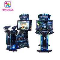 Mesin Game tembak api yang dioperasikan koin Arcade interaktif hiburan dalam ruangan 2 pemain di Pusat Permainan