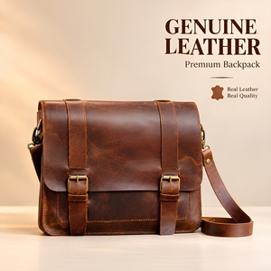 Sac messager de luxe en cuir véritable, sac bandoulière, sacoche pour ordinateur portable, idéal pour le bureau, les voyages, fait main, unisexe, cadeau d'affaires, design élégant - Product Image 1
