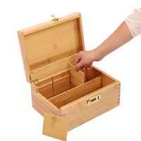 Luxe Grand Naturel Logo Personnalisé Bambou Bois Fumeurs Accessoires Coulissant Plateau Roulant Verrouillage Intelligent Organisateur De Stockage Boîte De Rangement