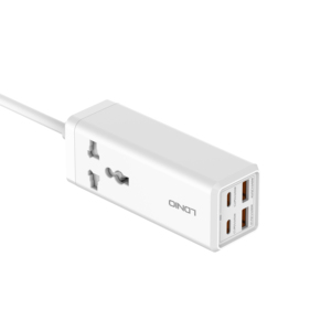LDNIO SC1418 Regleta de Enchufes de Escritorio de 65W con QC3.0 y PD, 4 Puertos USB de Carga Rápida, Enchufe de Corriente para UE, Reino Unido y EE. UU., <span class=keywords><strong>Material</strong></span> Duradero de PVC - Product Image 1