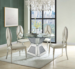 Juego de mesa y sillas de cocina para 4 mesas de <span class=keywords><strong>comedor</strong></span> Juegos de cocina de madera MESA DE <span class=keywords><strong>COMEDOR</strong></span> CON ESPEJO SUPERIOR DE <span class=keywords><strong>CRISTAL</strong></span> REDONDO - Product Image 5