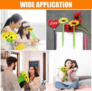 Sunflower-Shaped Artificial Yellow Flowers Ballpoint <b>Pens</b> Black Ink Retractable Creative Valentine's Day for OEM - Product Image 3