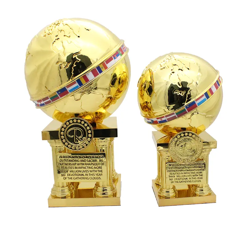 Trophy Manufacturer Custom Design Custom Blank Metal Resin Gold Presenting Awards Africa World Map Trophies