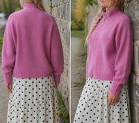 Cardigan pour femme en mélange de laine texturé 7GG, avec fermeture éclair à motif floral double, coupe ample, style col choker, personnalisable