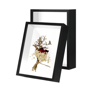 Présentoir double en <span class=keywords><strong>bois</strong></span> noir design avec verre flottant profond pour fleurs, spécimens, décoration intérieure, personnalisable OEM - Product Image 4