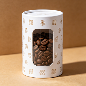 Boîte en papier cylindrique personnalisée avec fenêtre transparente en PET, tube recyclable pour l'emballage des grains de café, logo personnalisé - Product Image 5