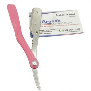 Wholesale Custom Logo Pink Manual Single <b>Shaving</b> Razor Sustainable Steel Plastic Swing Lock Folding Straight Razor Personal Care - Product Image 1