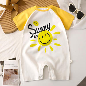 Mamelucos de bebé de manga corta de algodón orgánico, mono de bebé al por mayor para niños y niñas, tela de punto, ropa infantil de verano - Product Image 3