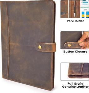 Portafolio de Cuero Genuino LL LEATHER LATCH con Logotipo, Organizador para Hombres y Mujeres, Carpeta con Anillas para Papel A4/Carta, Portaplumas, <span class=keywords><strong>Portadocumentos</strong></span> - Product Image 4