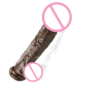 Dildo manuel souple de 26 cm, couleur café, simulation de <span class=keywords><strong>pénis</strong></span> d'homme <span class=keywords><strong>africain</strong></span>, extra large, étanche, réaliste, pour masturbation féminine adulte - Product Image 3