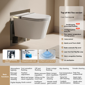 Hotel Ceramic Wc Intelligent Toilet Wall Hanging <strong>Commode</strong> Rimless Wall Mount Toilet Seat Tornado Flushing Smart Toilet Set - Product Image 5