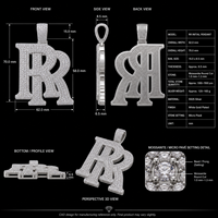 Pendentif de chaîne personnalisé avec nom en Moissanite VVS et diamants de laboratoire taille baguette, en Or 14K 18K, style Hip Hop pour homme