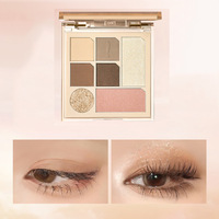 Palette de fards à paupières 7 couleurs, poudre mate, tons terreux, base de maquillage, palette de maquillage, blush gris haute brillance, effet flash