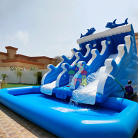 Maison gonflable gonflable de saut géant pour enfants, château de saut gonflable à double voie avec piscine