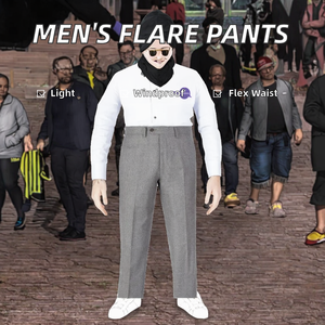 Men's Custom High Quality 100% Cotton Lightweight Casual Flared <b>Jogger</b> Track Pants Mid Waist Elastic Waistband <b>Stacked</b> Flare - Product Image 2