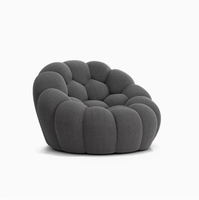 Fauteuil d'appoint convertible rond capitonné en tissu, rembourré en éponge, style canapé bulle pour salon et chambre