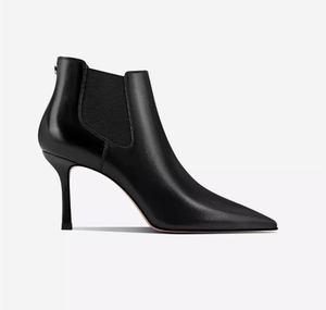 Bottines montantes pour <span class=keywords><strong>femme</strong></span> en cuir véritable, couleur unie, à bout pointu, <span class=keywords><strong>talon</strong></span> <span class=keywords><strong>carré</strong></span> fin, à enfiler, tendance, rehaussantes - Product Image 3