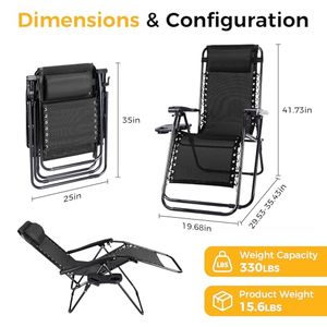 Chaise longue pliante portable réglable pour le camping avec coussin réglable, porte-gobelet et plateaux, chaise de jardin pour piscine et plage - Product Image 2