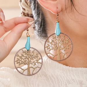 Bohemian Feather Drop <b>Earrings</b> Alloy Antique Bronze Plated Women's Fashion Jewelry Daily Wear <b>Holiday</b> Style - Product Image 4