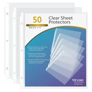 Personalizado 3 Anel Binder Top Carregando Papel Protetor Carta Tamanho Mangas De Plástico Limpar Foto Folha Protetores