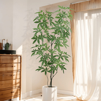 Plante artificielle arbre d'argent Simulation grandes feuilles vertes décoration de la maison en plastique en pot paysage bionique plante arbre de fortune