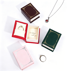 Custom Logo Wholesale Portable Paper <b>Box</b> Luxury Classic Book Style Magnetic Closure Jewelry <b>Box</b> Storage <b>Ring</b> Earring Gift <b>Box</b> - Product Image 2