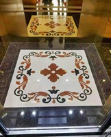 Médaillon de marbre beige de luxe découpé au jet d'eau, poli, étanche, style européen, incrustation de sol pour hôtels, villas et salons