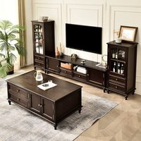 Vitrine Moderne en Bois Massif Style Antique avec Portes Vitrées – Rangement Multifonctionnel pour Salon, Idéal pour le Vin et les Objets Décoratifs