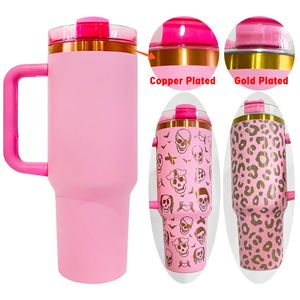 Gold Copper Plated Powder Coated <b>Tumbler</b> <b>with</b> <b>Handle</b> USA Warehouse H2.0 <b>40oz</b> Vacuum Insulated Magnolia Multiple Colors - Product Image 3