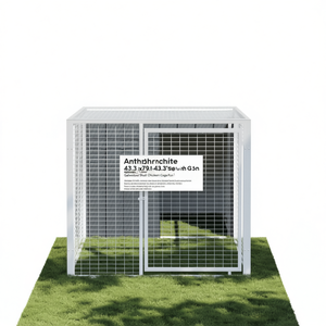 Gabbia per Polli Antracite 43.3x79.1x43.3 in Acciaio Zincato con Recinto per Pollame - Product Image 1