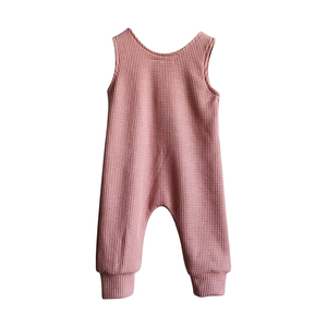 Custom <strong>Baby</strong> <strong>comfort</strong> 300g Waffle Fabric Plain Button Sleeveless Trousers Rompers - Product Image 5