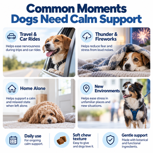En stock – Friandises calmantes pour chien à la L-Théanine, Camomille et Valériane pour un comportement détendu et un soutien quotidien au bien-être canin 300g - Product Image 4