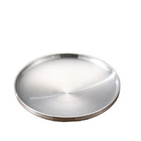 Plato de Acero Inoxidable 304 Pulido y Cepillado, Plato de Servir Metálico de Doble Color, Apilable para Cocina, Cafetería, Picnic al Aire Libre, Frutas